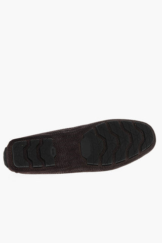 Woven Suede Penny Loafers with Rubber Sole