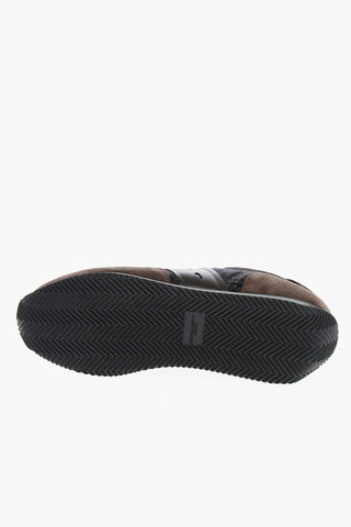Houndstooth Patterned Wool Sneakers with Suede Inserts