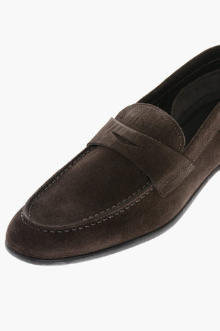 CC COLLECTION Suede Penny Loafers with Rubber Sole