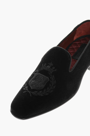 Mocassini in Velour EMBLEM con Logo Ricamato