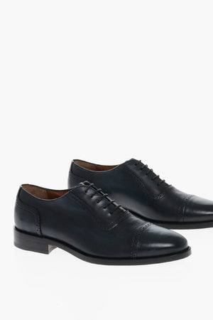 Scarpe Oxford Brogue in Pelle con Suola in Cuoio