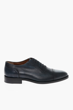 Scarpe Oxford Brogue in Pelle con Suola in Cuoio