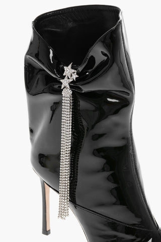 Point Toe ORIEL Patent Leather Booties with Crystals 11cm