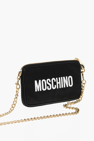 COUTURE! Printed Shoulder Bag with Leather Trims and Golden Chain Shoulder Strap