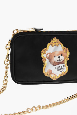 COUTURE! Printed Shoulder Bag with Leather Trims and Golden Chain Shoulder Strap