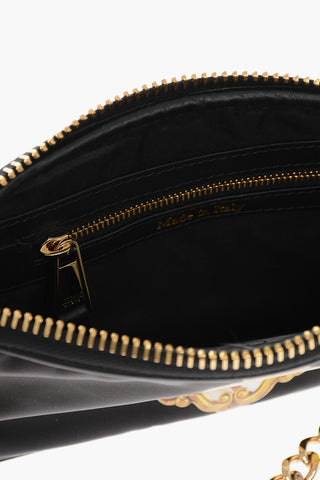 COUTURE! Printed Shoulder Bag with Leather Trims and Golden Chain Shoulder Strap