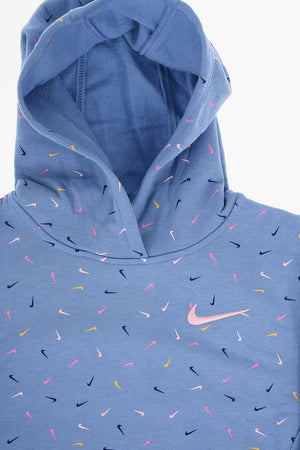 Felpa Hoodie in Cotone Felpato con Logo Multicolor All-Over