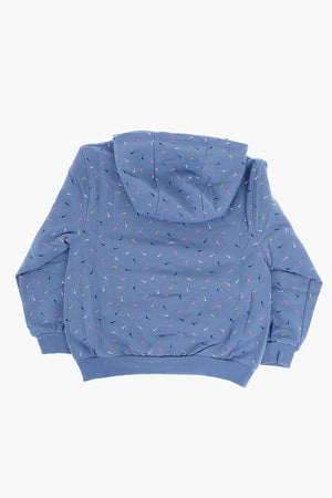Hoodie aus Baumwollfleece mit mehrfarbigem Allover-Logo