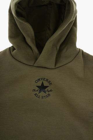 ALL STAR CHUCK TAYLOR Felpa Hoodie in Tinta Unita con Interno Felpato