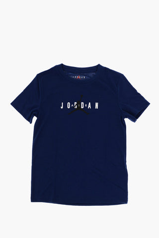 AIR JORDAN Solid Color Crew-neck T-Shirt with Contrasting Logo