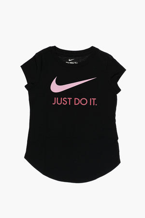 Unifarbenes Rundhals-T-Shirt mit Glitzerlogo