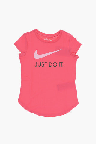 Unifarbenes Rundhals-T-Shirt mit Glitzerlogo