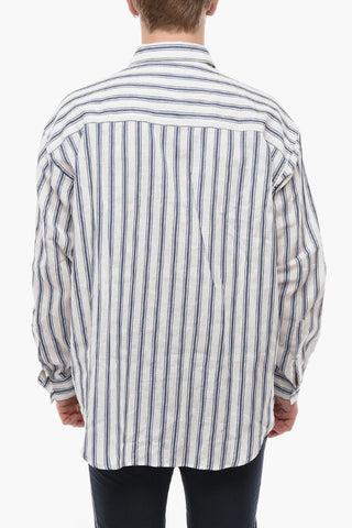 Striped Linen Blend LUAN J Shirt with Breast Pocket