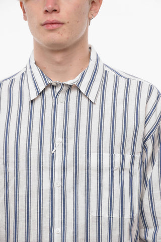 Striped Linen Blend LUAN J Shirt with Breast Pocket