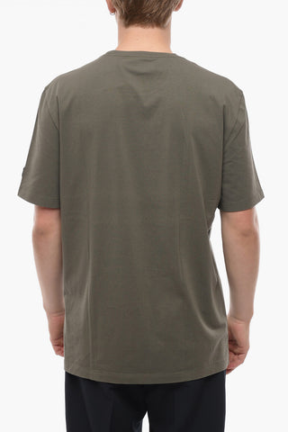 Crew Neck Printed Logo Stretch Cotton T-Shirt