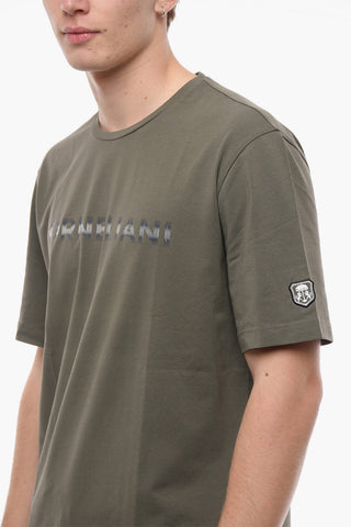 Crew Neck Printed Logo Stretch Cotton T-Shirt