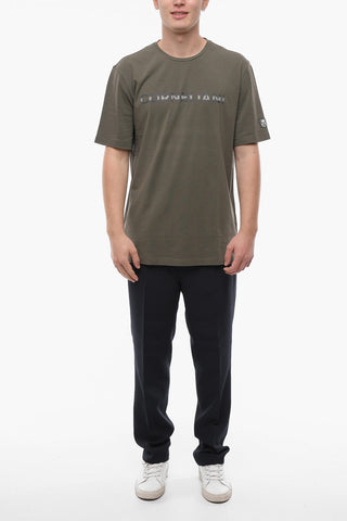 Crew Neck Printed Logo Stretch Cotton T-Shirt