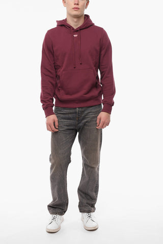 Felpa S-GINN UNISEX in Tinta unita con Logo Patch e Cappuccio