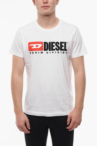 Solid Color T-DIEGO-DIVISION Crew-neck T-Shirt with Embroidered Logo