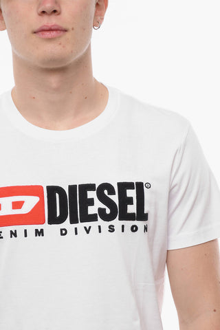 Solid Color T-DIEGO-DIVISION Crew-neck T-Shirt with Embroidered Logo
