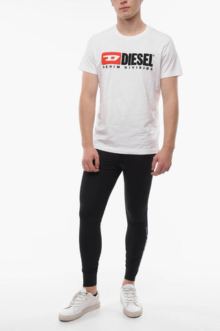 Solid Color T-DIEGO-DIVISION Crew-neck T-Shirt with Embroidered Logo