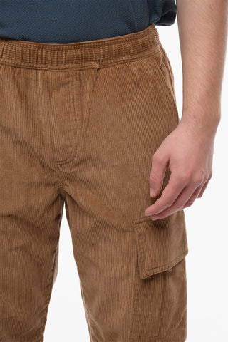 Pantaloni Cargo in Velour a Coste Polsini Elastici
