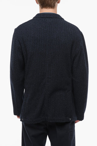 Blazer in Misto Tweed di Cotone con Tasche a Toppa