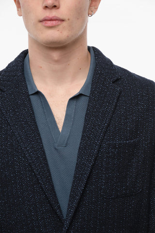 Blazer in Misto Tweed di Cotone con Tasche a Toppa
