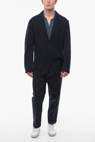 Blazer in Misto Tweed di Cotone con Tasche a Toppa