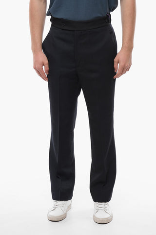 Straight Fit Wool Pants with Martingale