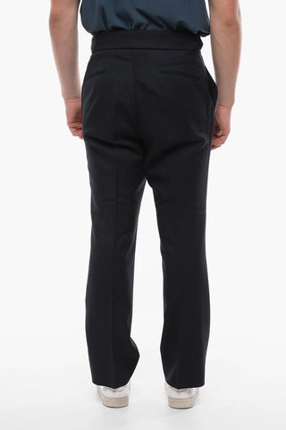 Straight Fit Wool Pants with Martingale