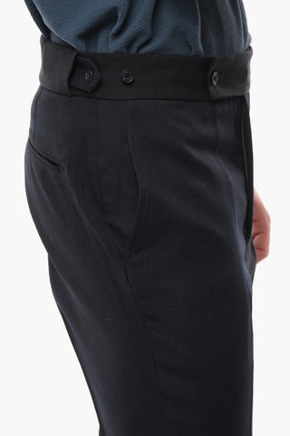 Straight Fit Wool Pants with Martingale