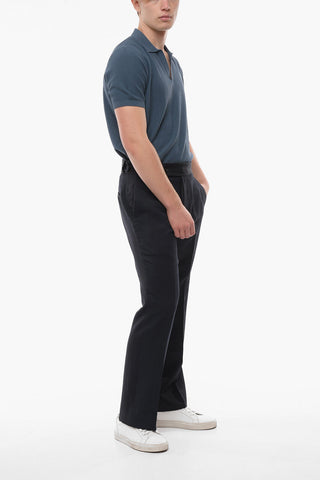 Straight Fit Wool Pants with Martingale