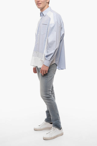 Two-Tone ROSA ROSAE Cotton Shirt with Breast-pocket