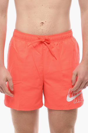 SWIM Costume da Bagno Boxer in Tinta Unita con Logo Stampato