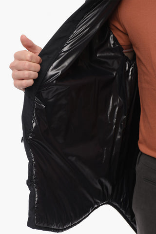 Button-down Padded Overshirt with All-Over Embroidered Logo