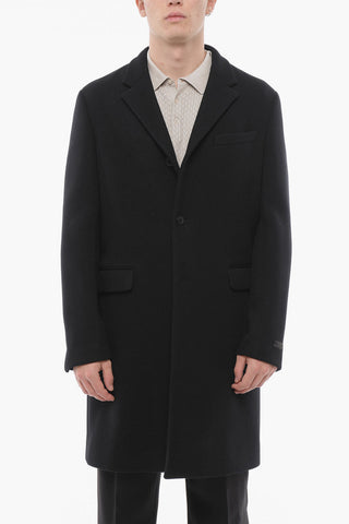 Cappotto Monopetto in Lana Vergine con Tasche ad Aletta
