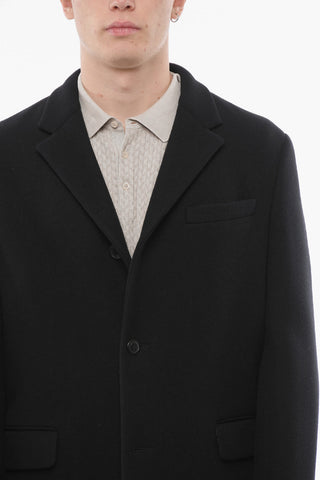 Cappotto Monopetto in Lana Vergine con Tasche ad Aletta