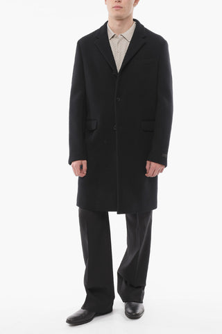 Cappotto Monopetto in Lana Vergine con Tasche ad Aletta
