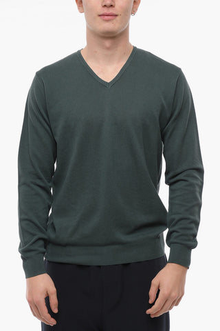 PIMA COTTON V-neck Honeycomb Cotton Sweater