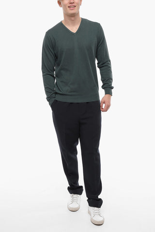 PIMA COTTON V-neck Honeycomb Cotton Sweater