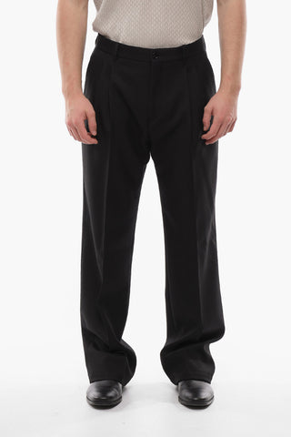 Double-pleated Pure Wool Baggy Pants