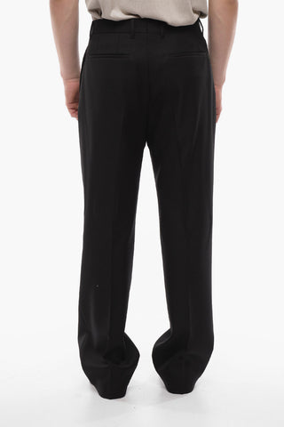 Double-pleated Pure Wool Baggy Pants