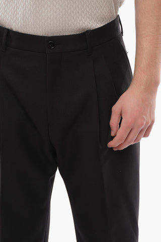 Double-pleated Pure Wool Baggy Pants