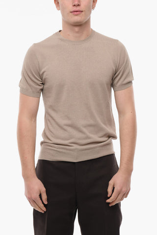CC COLLECTION Crew Neck Short-sleeved Cotton Sweater