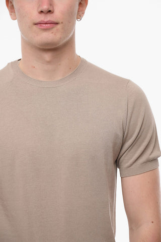 CC COLLECTION Crew Neck Short-sleeved Cotton Sweater