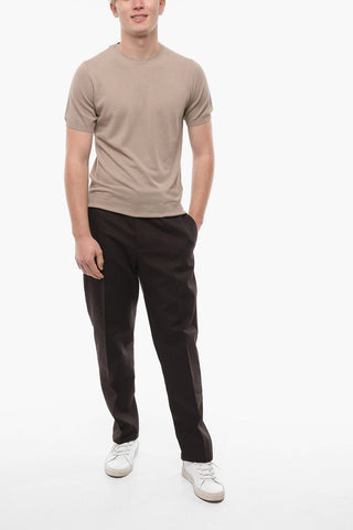 CC COLLECTION Crew Neck Short-sleeved Cotton Sweater