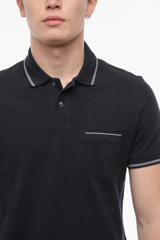 Hopsack Cotton Polo with Breast-pocket