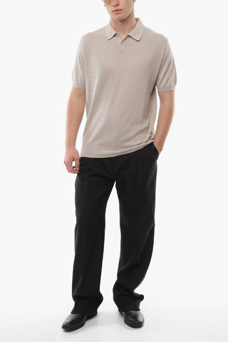 PIMA COTTON Short-sleeved Jacquard Cotton Polo