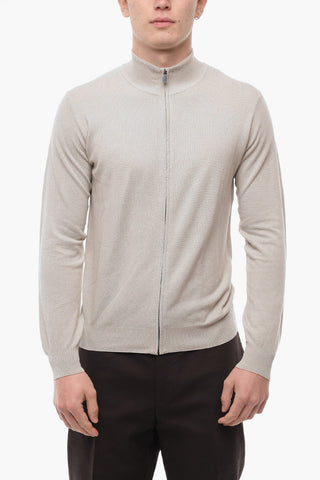 PIMA COTTON Mock Neck Honeycomb Cotton Knit Sweatshirt